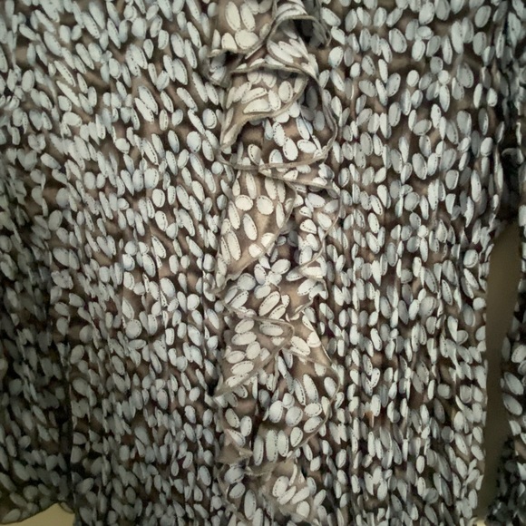 Ruffle blouse blue/tan - Picture 4 of 6